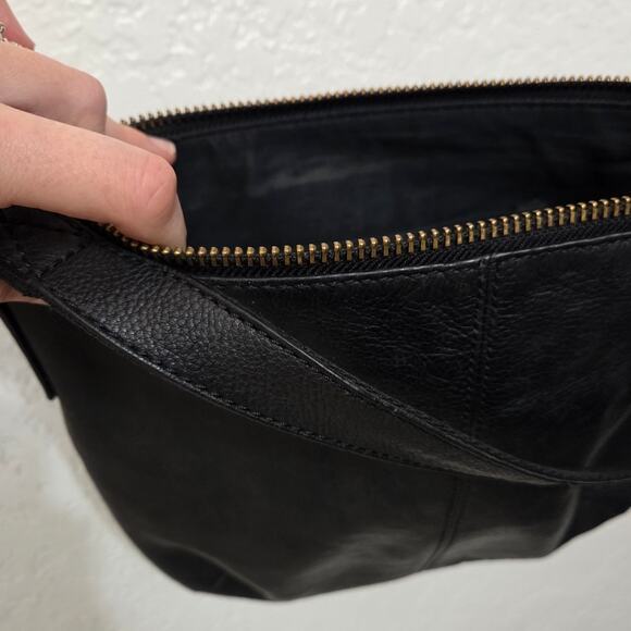 Vintage Fossil Cowhide Pebbled Leather‎ Shoulder Bag Black Y2K - Picture 7 of 8